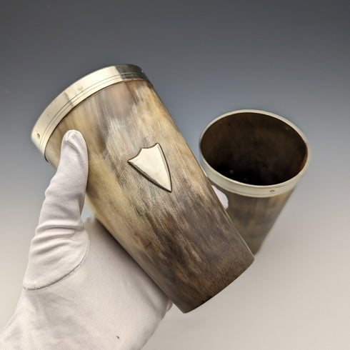 約 1900 年英國古董喇叭燒杯杯一對